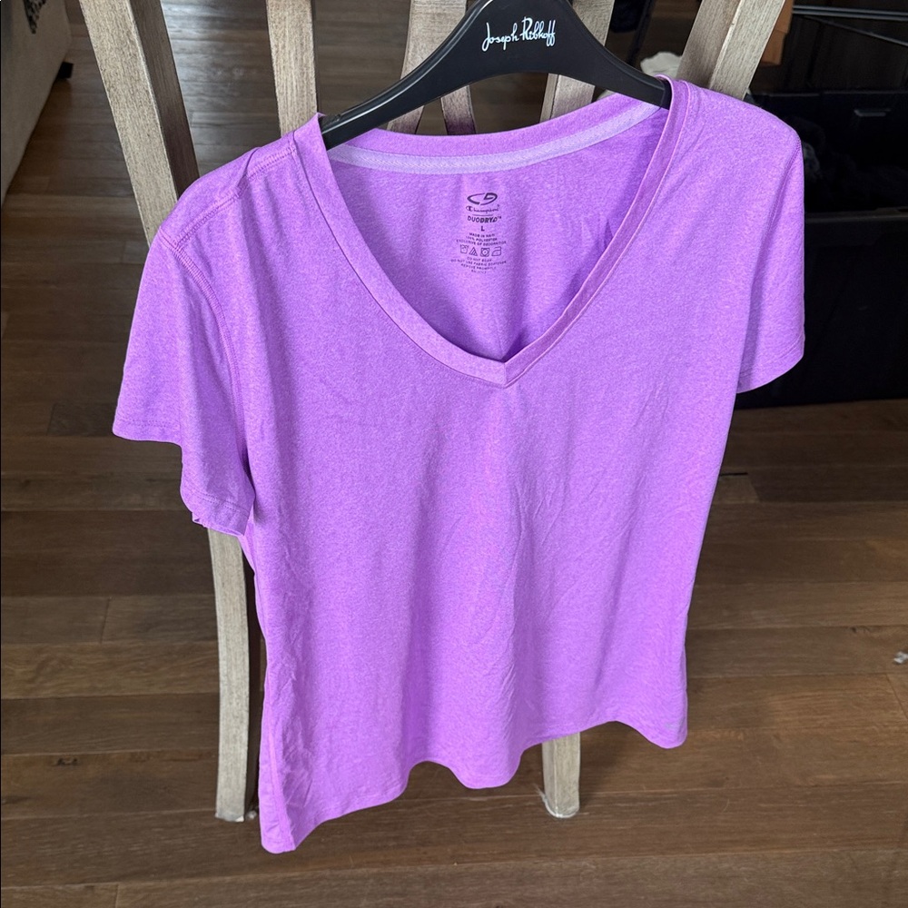 Champion Purple V-Neck Short Sleeve Tee